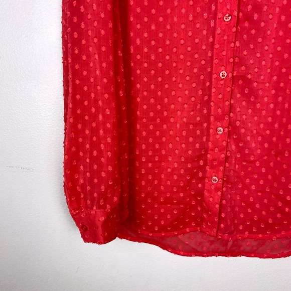 Banana Republic Drapey Classic Textured Blouse in Bright Coral Size Medium - Picture 4 of 10